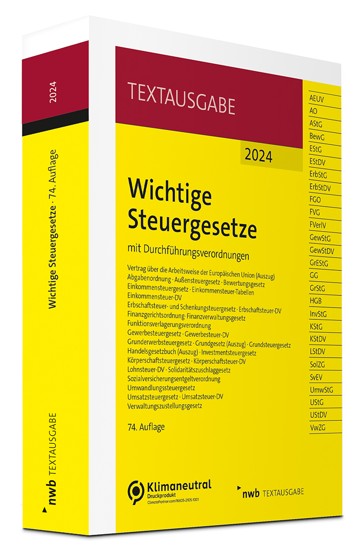 Buch Cover Wichtige Steuergesetze NWB Verlag